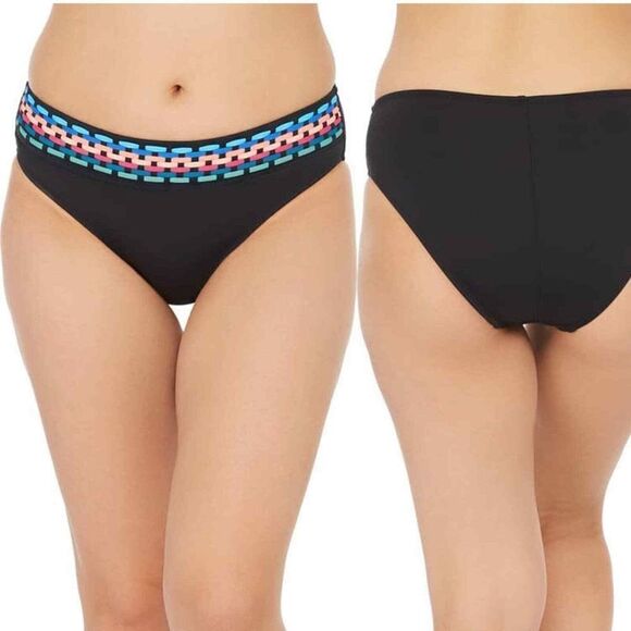 LA BLANCA Women's Size 16 Hipster Bikini Bottom Macramé Black NWT $54 - Picture 2 of 11